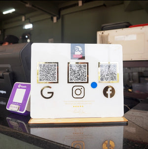 Customised NFC Acrylic Stand three QR