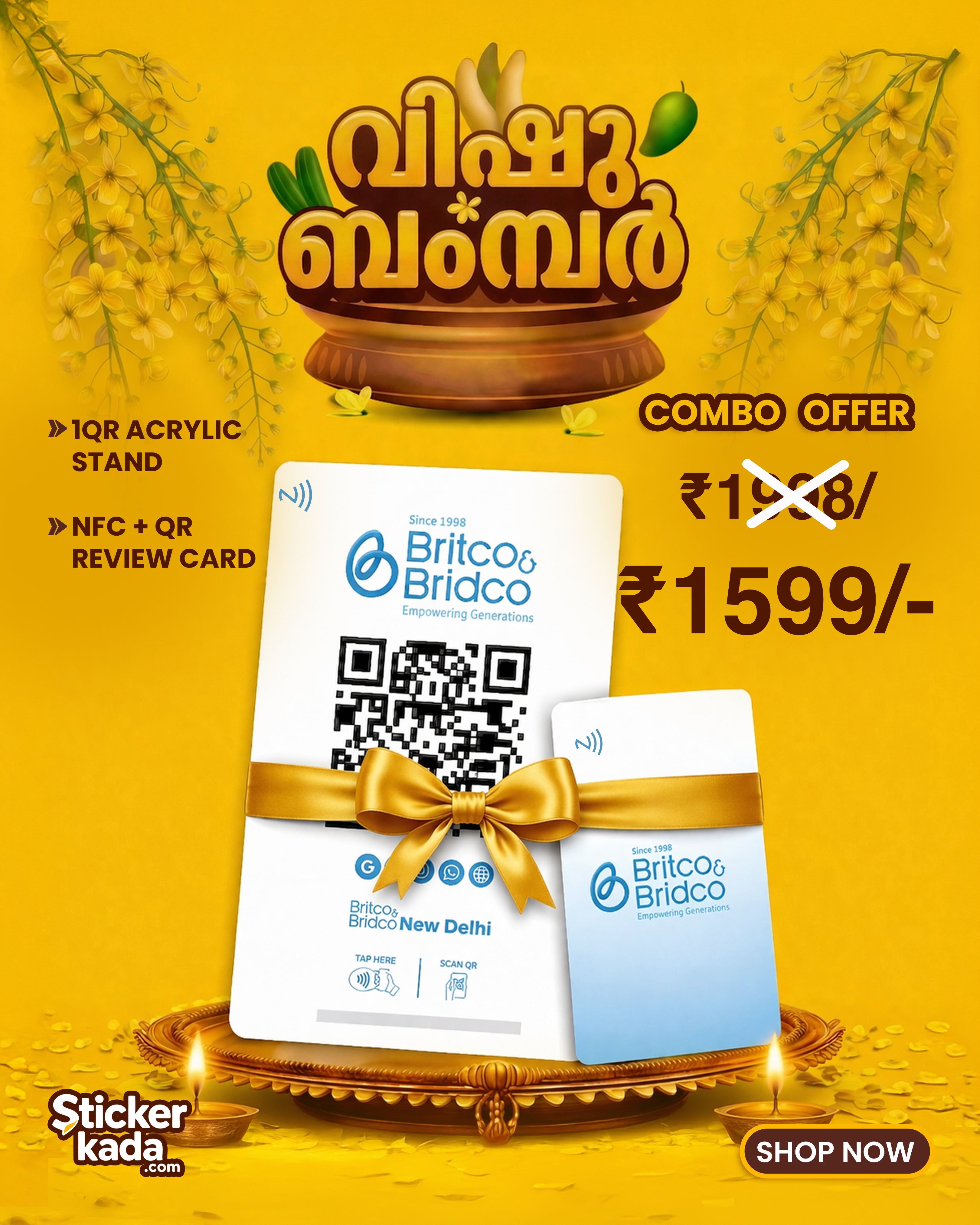 Vishu Bumper Combo Offer β NFC + QR Review Card with 1QR Acrylic Stand
