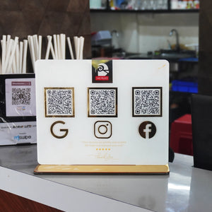 Customised NFC Acrylic Stand three QR