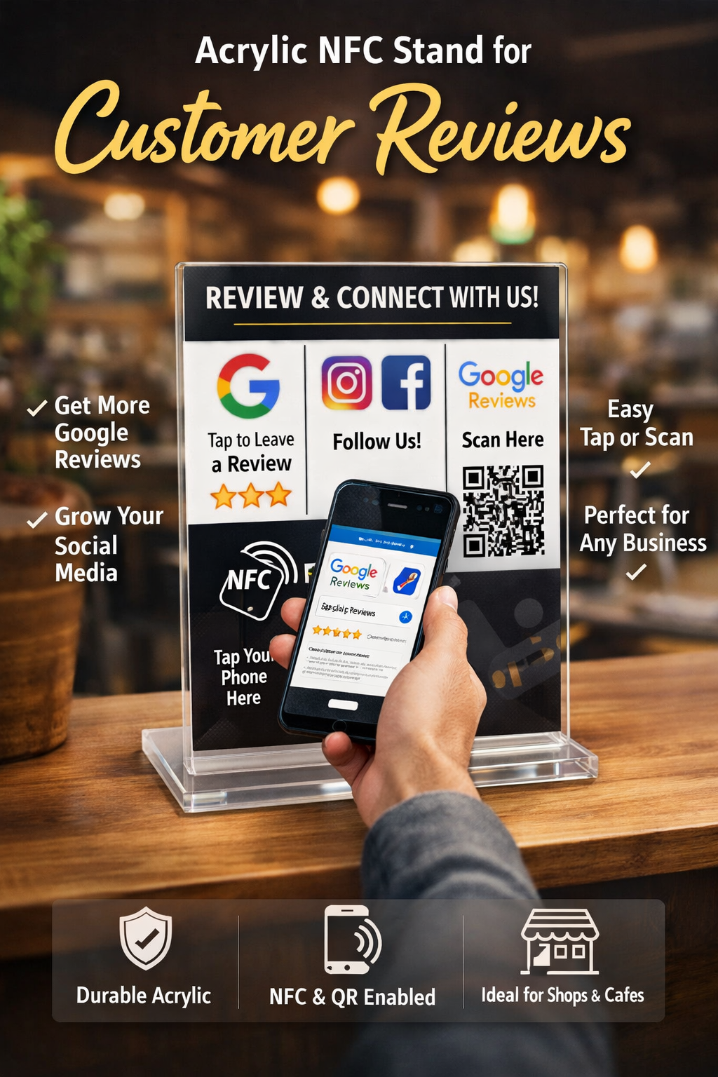 Acrylic NFC Stand for Customer Reviews