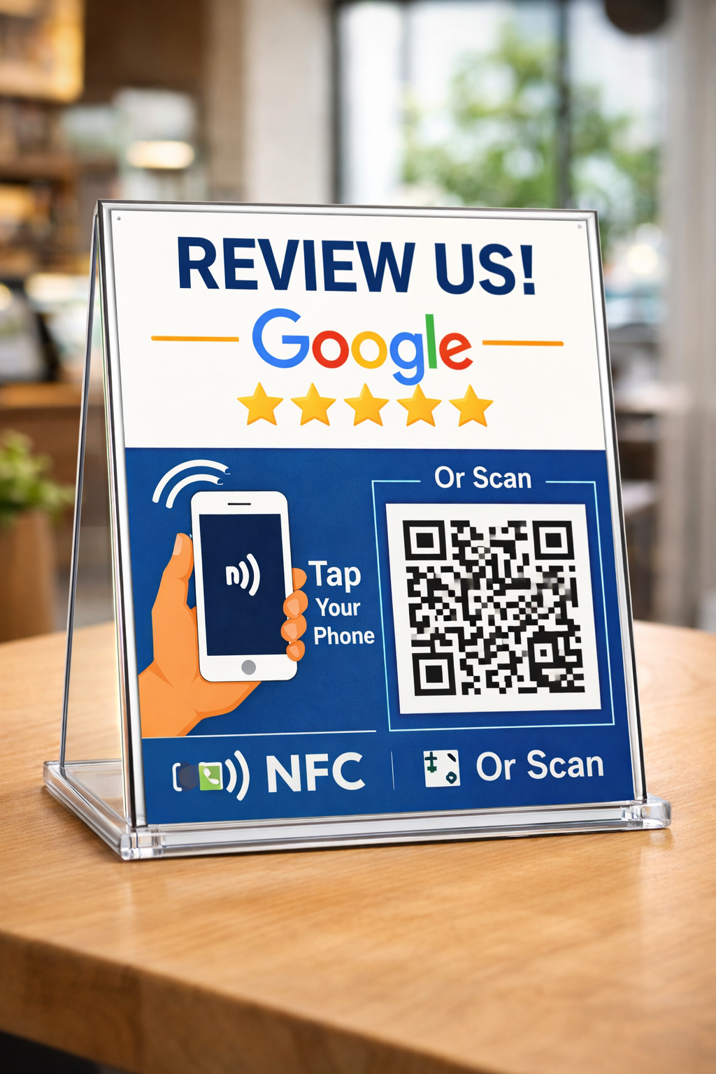 google review qr stand nfc