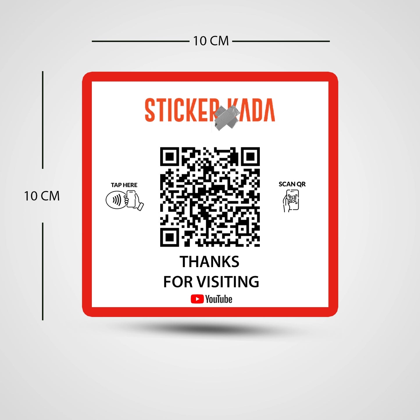 NFC QR Youtube Square Sticker