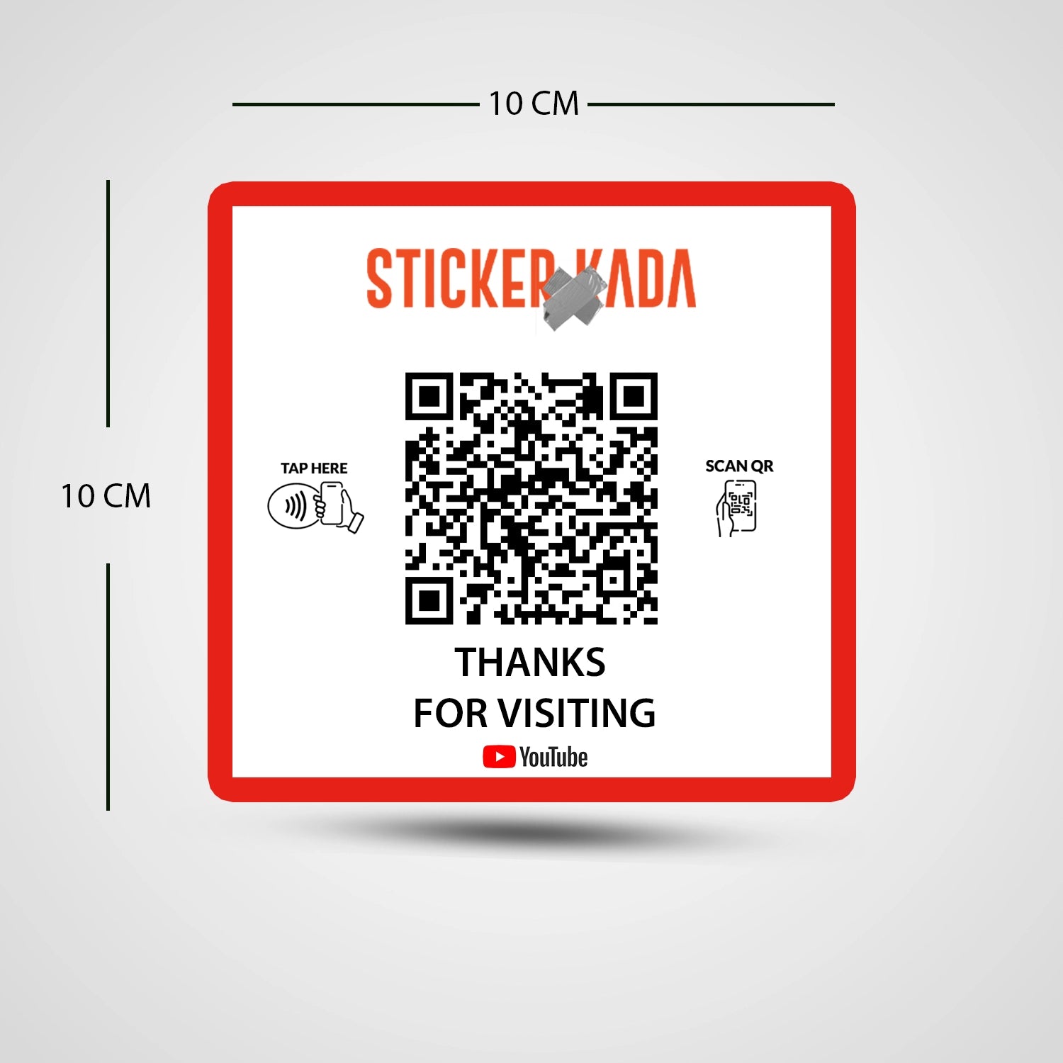 NFC QR Youtube Square Sticker