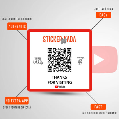 NFC QR Youtube Square Sticker