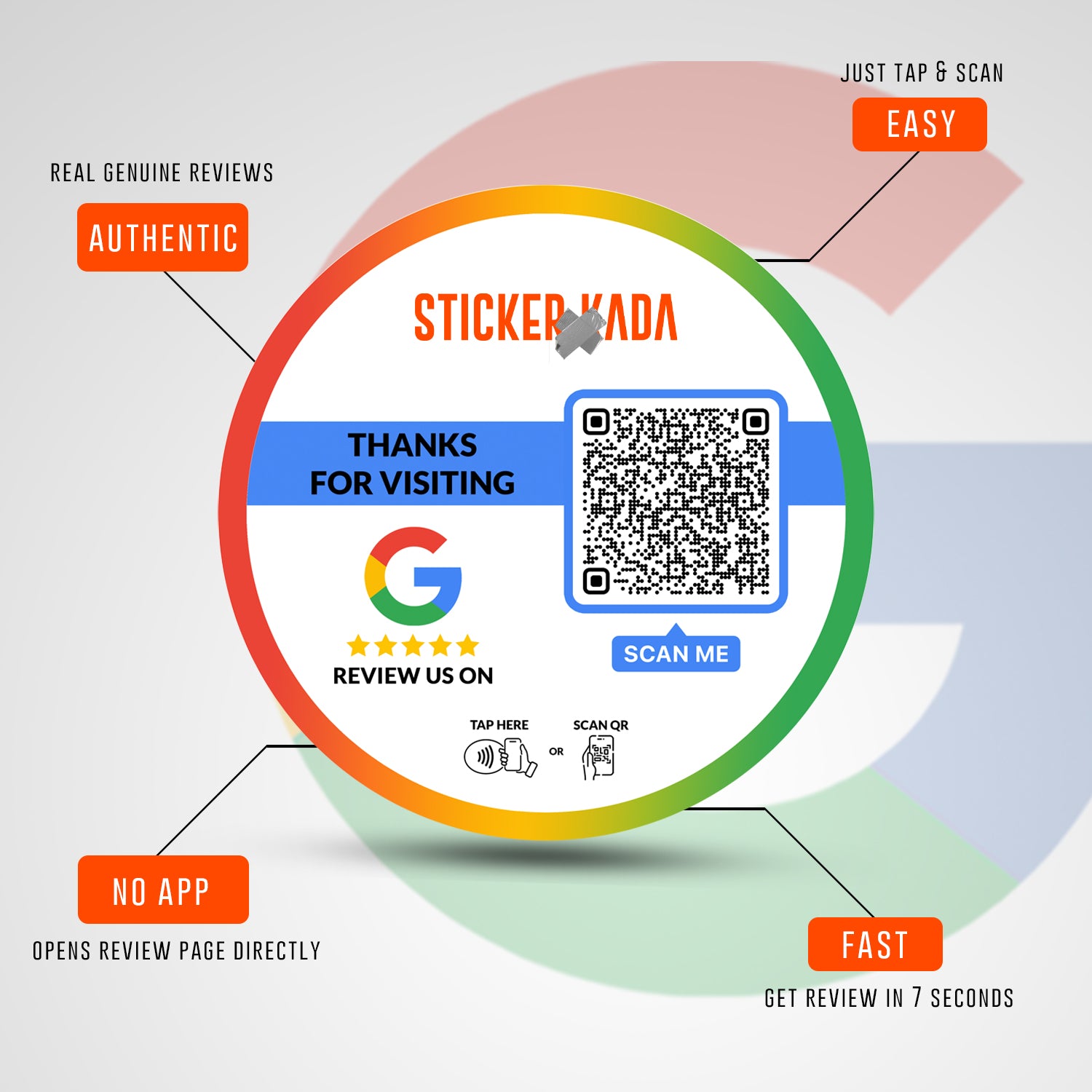 NFC google review Round Sticker