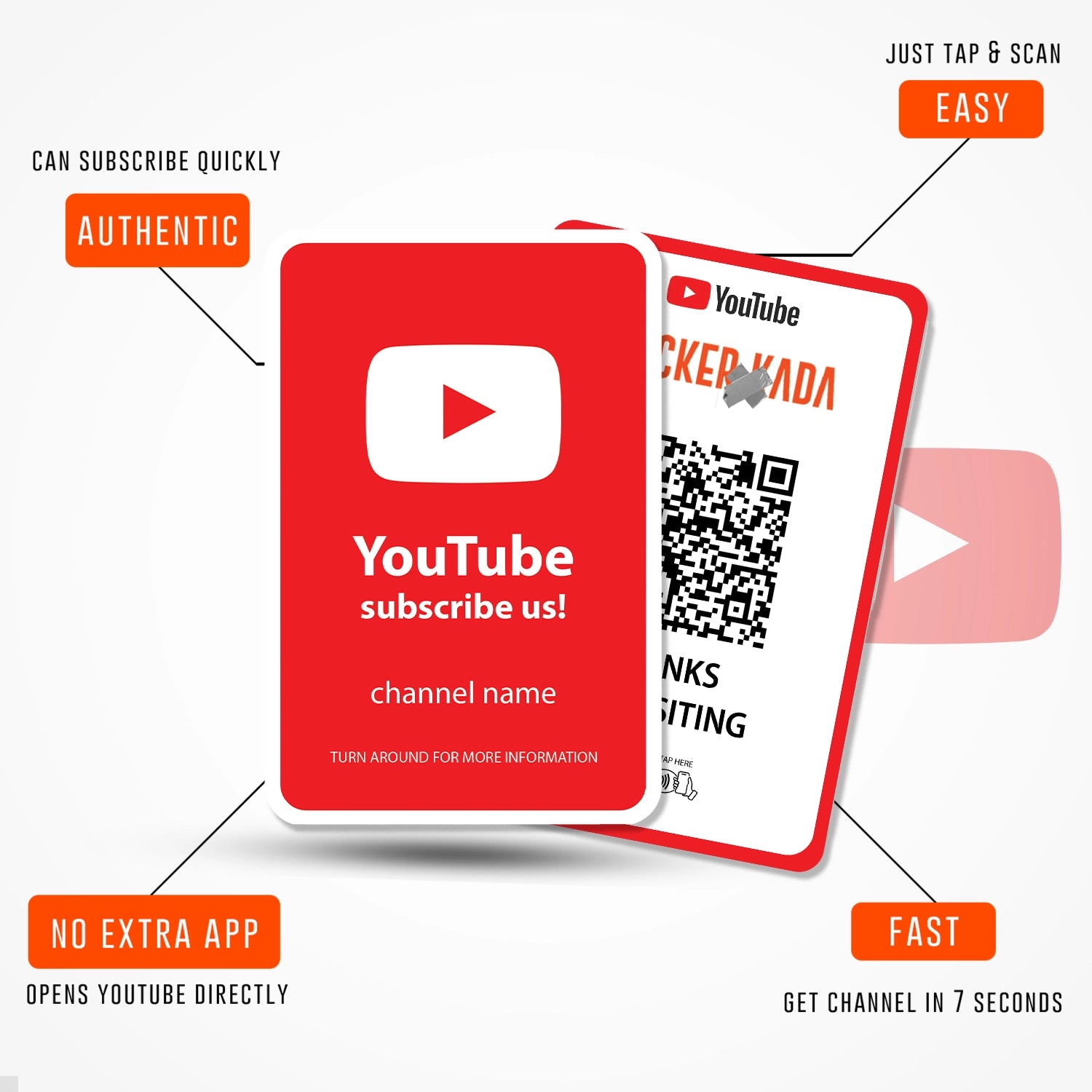 nfc qr youtube pvc card