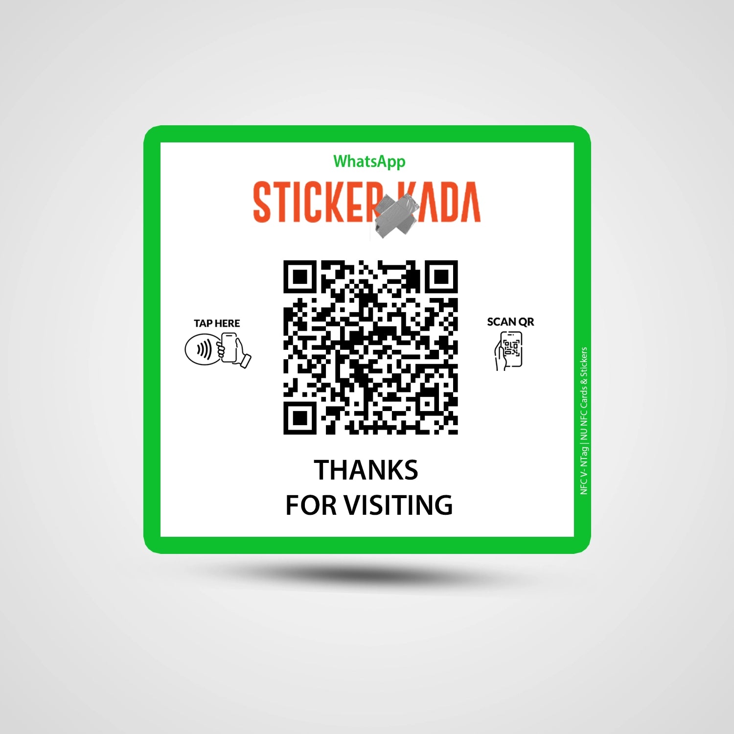NFC QR Whatsapp Square Sticker