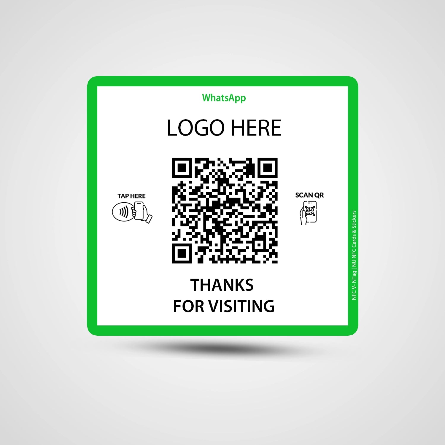NFC QR Whatsapp Square Sticker