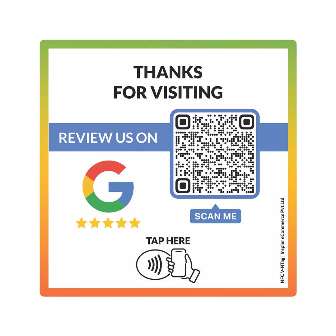 NFC + QR Code Google Review Squre Sticker