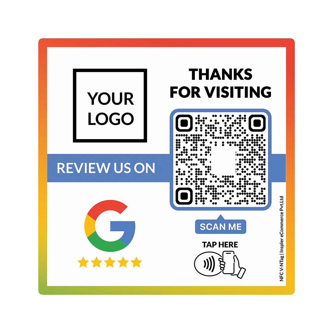 NFC + QR Code Google Review Squre Sticker
