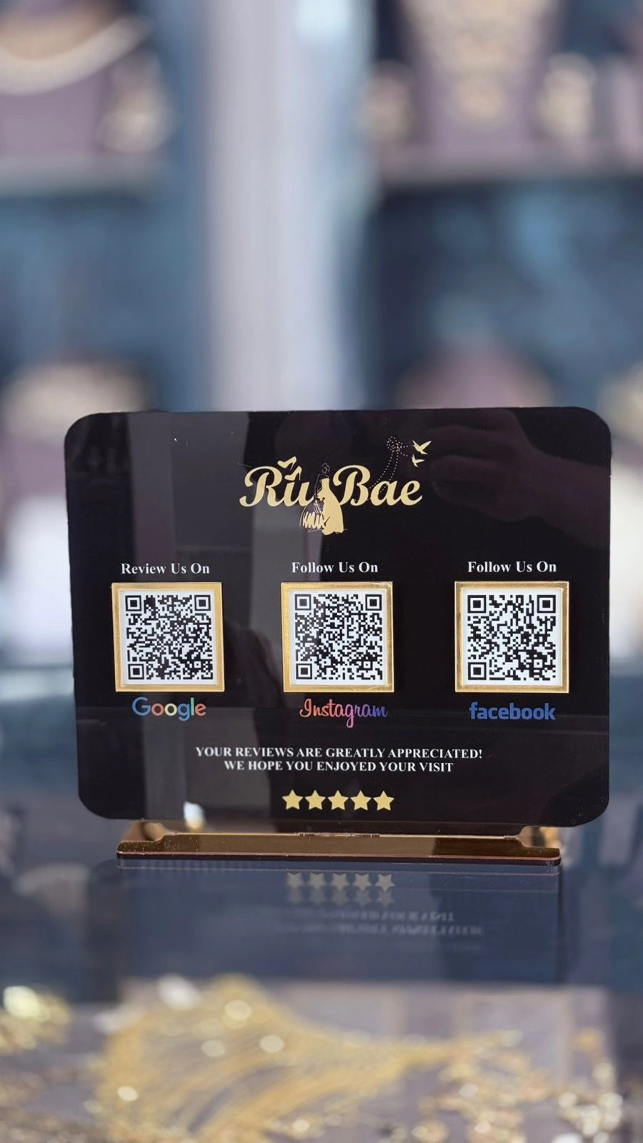 Customised NFC Acrylic Stand three QR