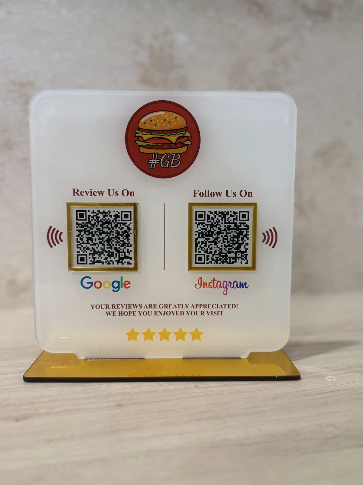 Customised Acrylic Stand 2 QR With NFC