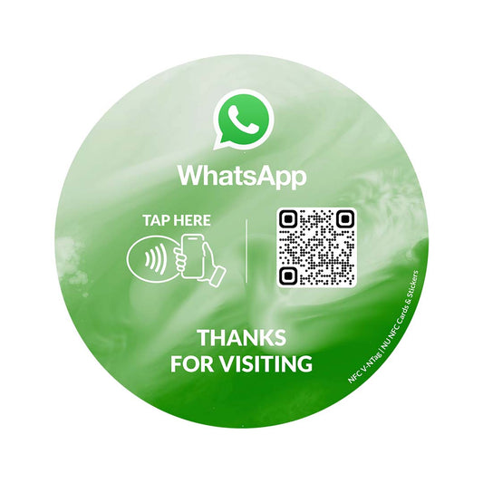 NFC + QR Code Whatsapp Round Sticker