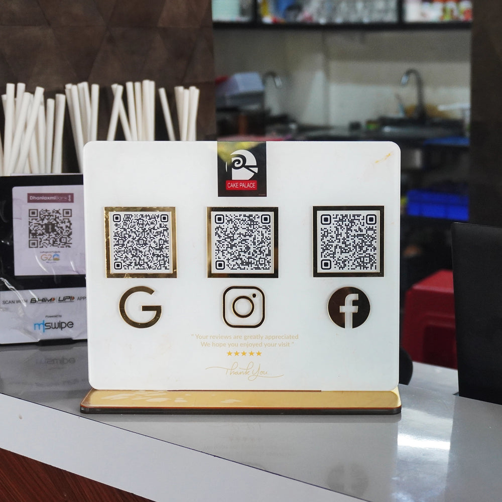 Customised-NFC-Acrylic-Stand-three-QR-code-image2